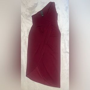 Cocktail Club Burgundy One-Shoulder Midi Dress (Size XL)